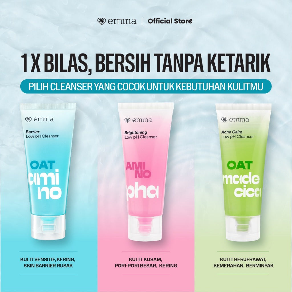 [SPECIAL 11.11] Emina Oat Amino Ceramide Barrier Low pH Gel Cleanser 70ml - Facial Wash Skincare Sabun Muka Cerah Glowing Perbaiki Skin Barrier Cleansing Kontrol Minyak Sebum Lembap Tanpa Ketarik Gentle Cocok Semua Jenis Kulit dan Sensitif Bersih