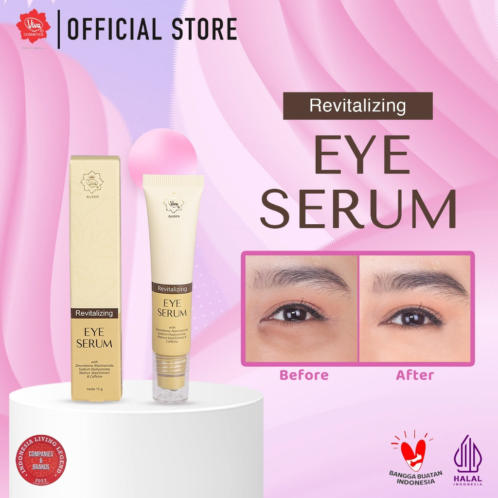 Viva Queen Revitalizing Eye Serum with NIACINAMIDE, Sodium Hyaluronate (HA), Zerumbone, Caffeine & Walnut Seed Extract - 15gr