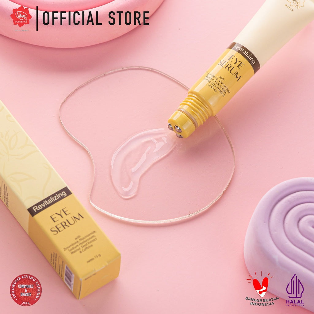 Viva Queen Revitalizing Eye Serum with NIACINAMIDE, Sodium Hyaluronate (HA), Zerumbone, Caffeine & Walnut Seed Extract - 15gr