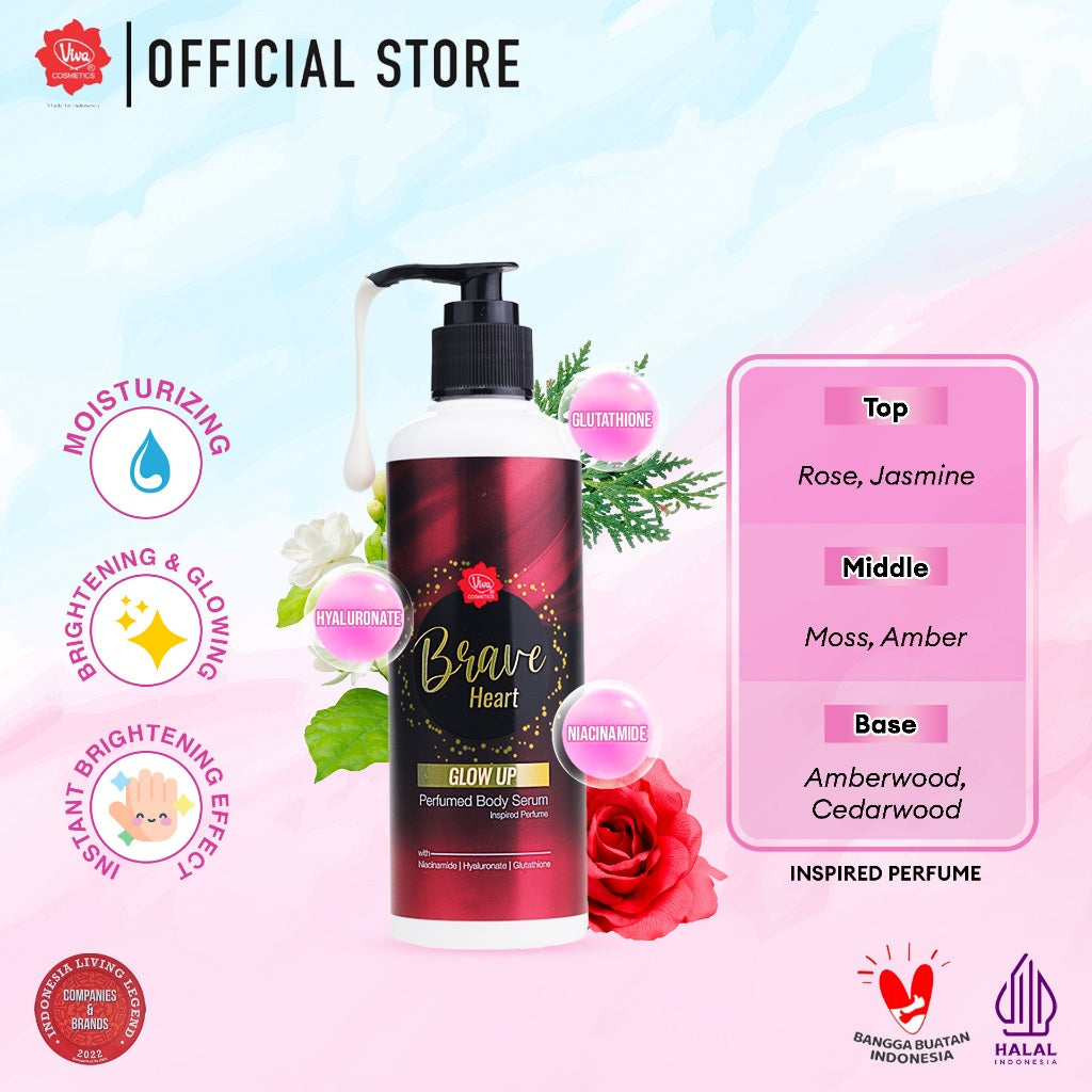 Viva Instant BRIGHTENING & GLOWING Perfumed Body Serum with SODIUM HYALURONATE (HA), NIACINAMIDE & Glutathione- tersedia 5 varian (230ml)