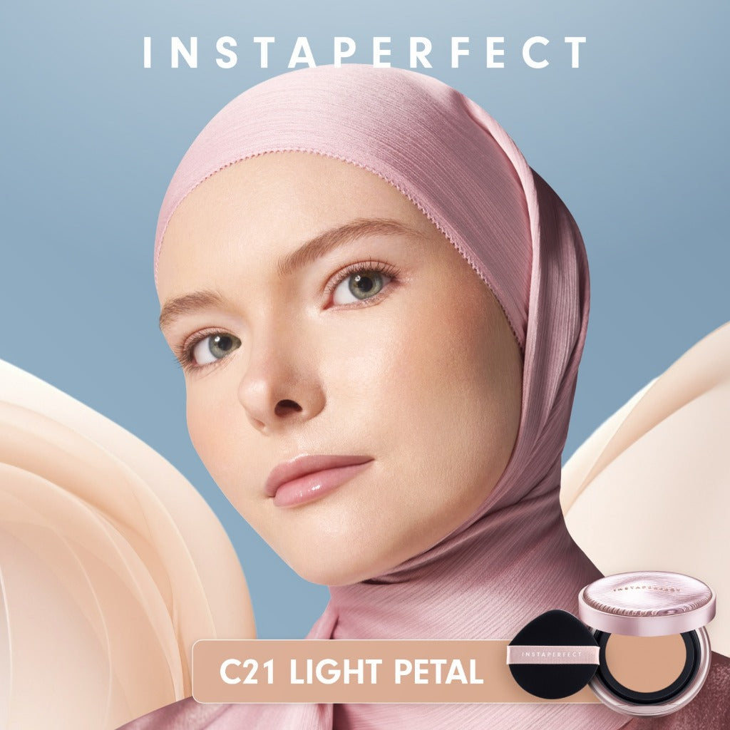Instaperfect Skin Glow Cover Mesh Cushion High Coverage Formula Dilengkapi dengan SPF 50+ / PA++++  Tampilan Glow Up Natural- Melindungi Kulit dari Sinar UVA dan UVB- Make Up Foundation