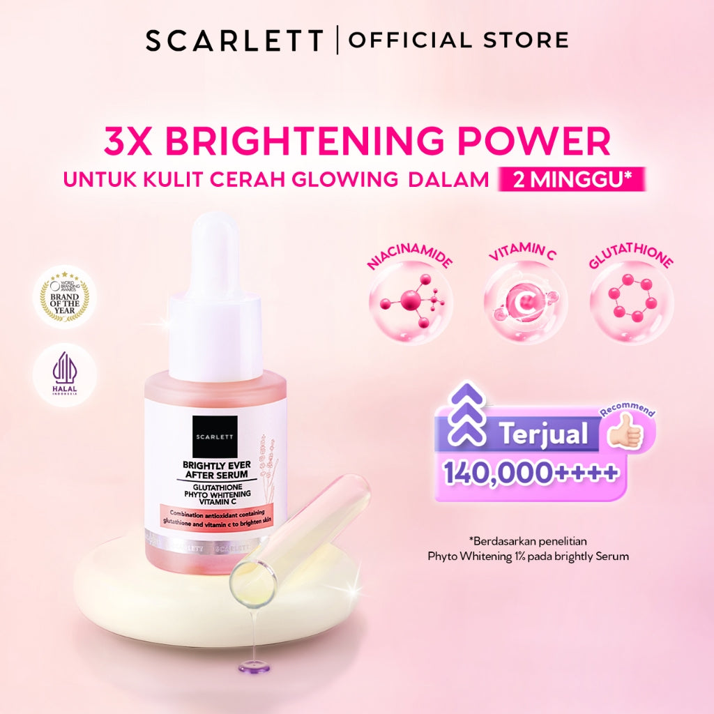 SCARLETT BUNDLE Brightening Facial Wash + Brightly Serum Sabun Cuci Muka Membantu Mencerahkan & Serum Membersihkan dan Mencerahkan Wajah dengan Niacinamide dan Kojic Acid