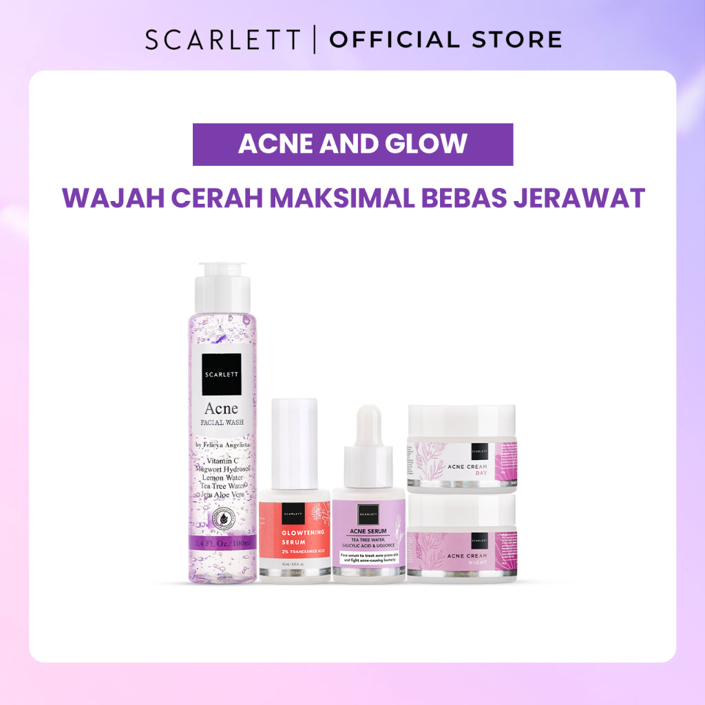 Scarlett Facecare Series PAKET untuk Membantu Mencerahkan Wajah , Menghilangkan Jerawat, Mencegah Penuaan ( Brightly Series/Acne Series/ Age Delay Series ) Paket Lengkap untuk Mencerahkan Wajah | Mencegah Jerawat Penghilang Jerawat | Anti Aging