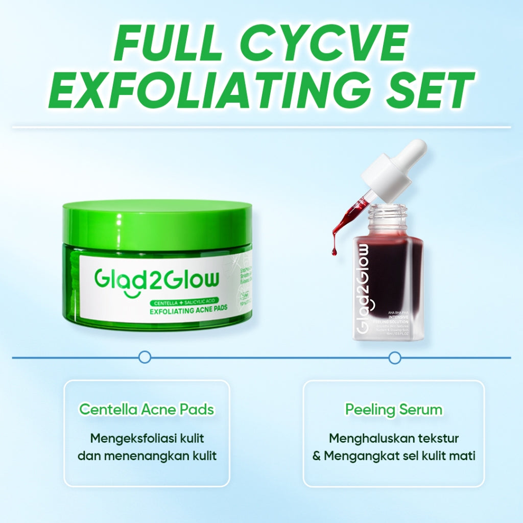 Glad2Glow Centella Salicylic Acid Exfoliating Acne Toner Pads Gentle Eksfoliasi Kulit Jerawat Kulit Sensitif (30 pads) Centella Pads Lactic Acid Malic AHA BHA Peeling Serum Acne Spot Serum Cica Acne Clear Pad Treatment Jerawat exfoliasi wajah obat jerawat