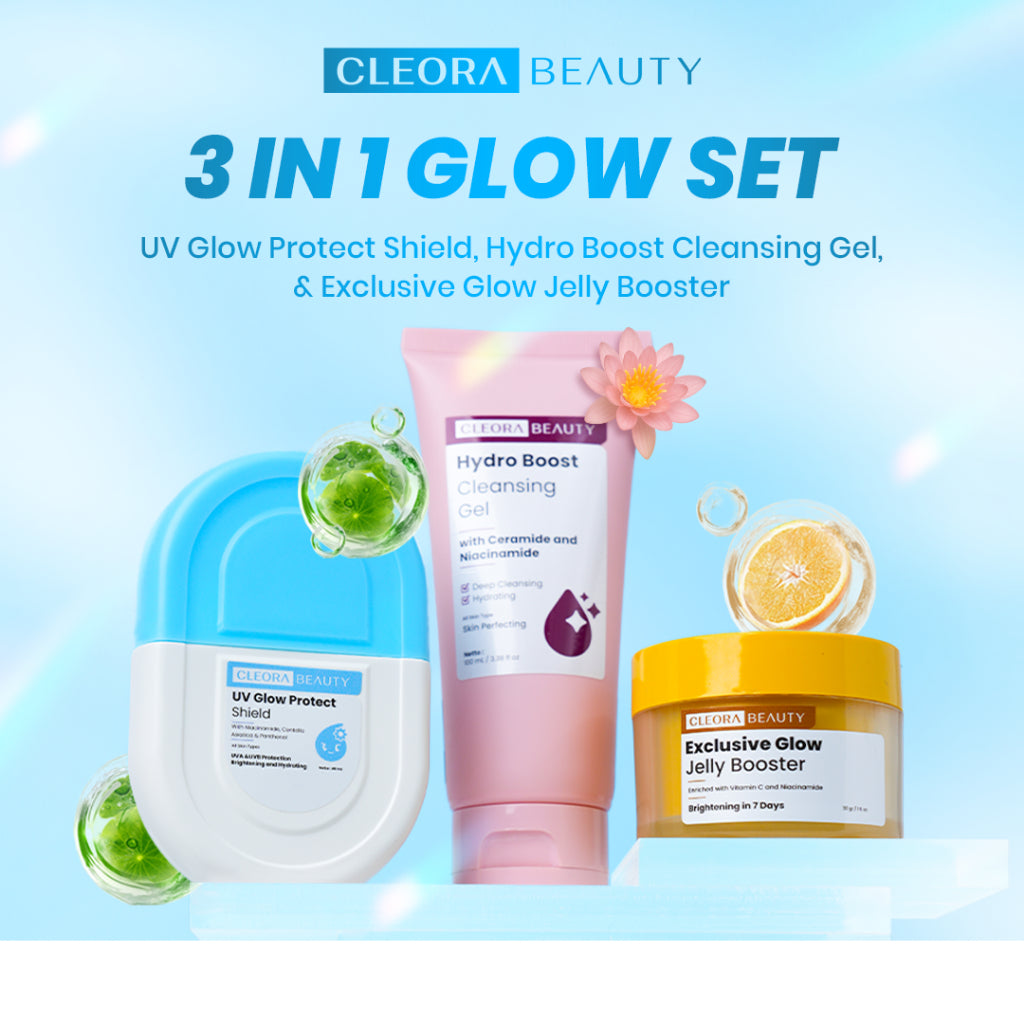 [[  .] ] Cleora Skincare 1 Set Lengkap - Day Cream Pembersih Wajah Membantu Mencerahkan & Melembabkan Kulit Sunscreen Moisturizer Melindungi Dari Sinar UVA UVB Facial Wash Exfoliasi Whitening Acne Eksfoliasi Mosturizer All Skin Pria Wanita