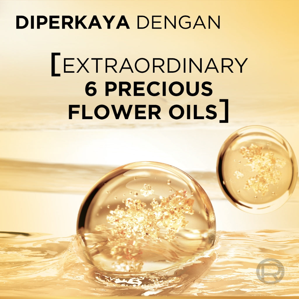 L'Oreal Paris Elseve Extraordinary Oil Gold Hair Treatment Serum 100ml -  Rambut Halus Berkilau dalam Satu Pemakaian - dari Bunga Istimewa Omega 3 - Perawatan Rambut Vitamin Rambut 100ml   Vitamin rambut