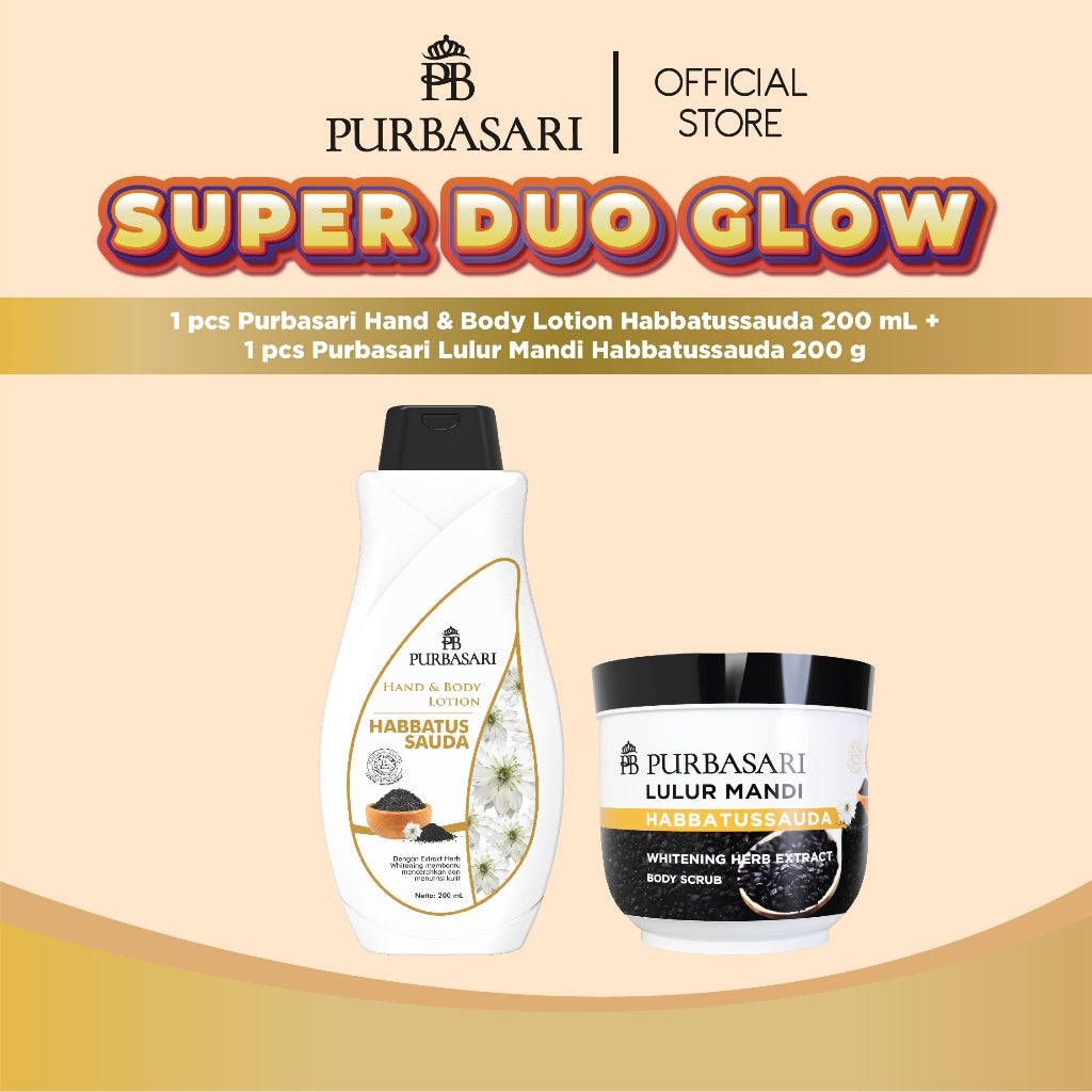 [COMBO SUPER DUO GLOW] Lulur Mandi 200gr + Hand & Body Lotion Habbatusauda 200ml