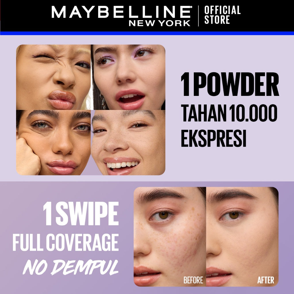 [BARU!] MAYBELLINE OFFICIAL Superstay Flex Powder 30H Longwear Powder Foundation Two-Way Cake Oil Control Transferproof Waterproof Full Coverage Setting Matte Makeup