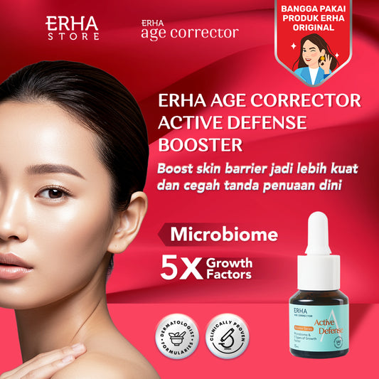 ERHA Age Corrector Active Defense Booster 15ML - Anti Aging Booster | Microbiome & 5 Tipe Growth Factor | Skin Barrier | Melembabkan | Mengurangi Kemerahan | Meningkatkan Kesehatan Kulit | Menyamarkan Tanda Penuaan