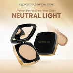 Glowsicha - Velvet Perfect Two Way Cake - Bedak Padat Mencerahkan Menyamarkan Noda Tahan Lama Ringan Glowing Matte Finish Anti Minyak Halus Lembut Cerah Merata Bedak Kulit Berminyak Makeup Harian Compact Powder Foundation