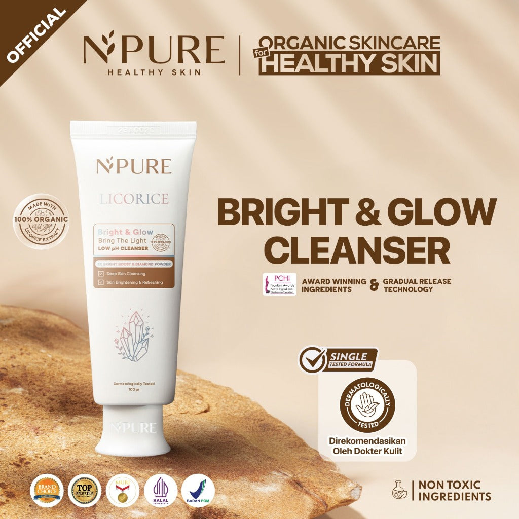 NPURE Cleanser Licorice / Bring The Light / Sabun Pembersih Muka Cerah Glowing / SLS free / Sabun Brightening