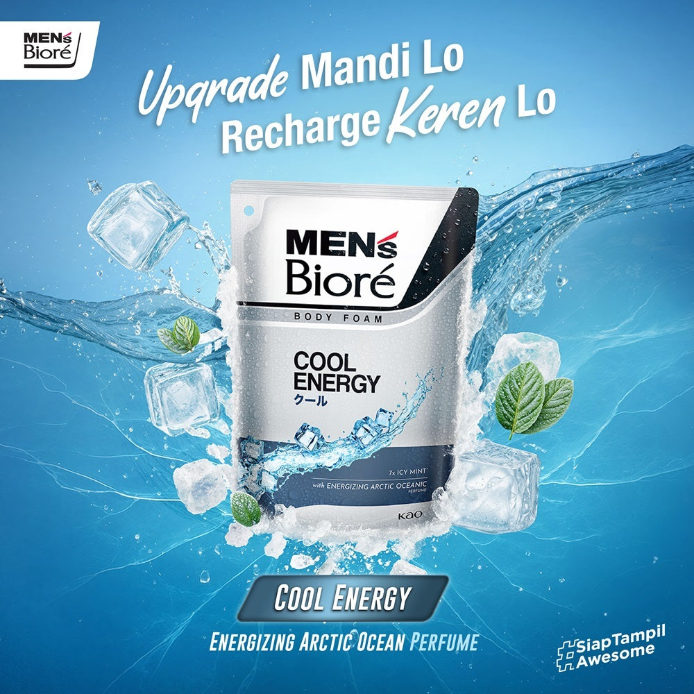 Men's Biore Body Foam Sabun Mandi Cair Pria Cool Energy 250 ml Botol