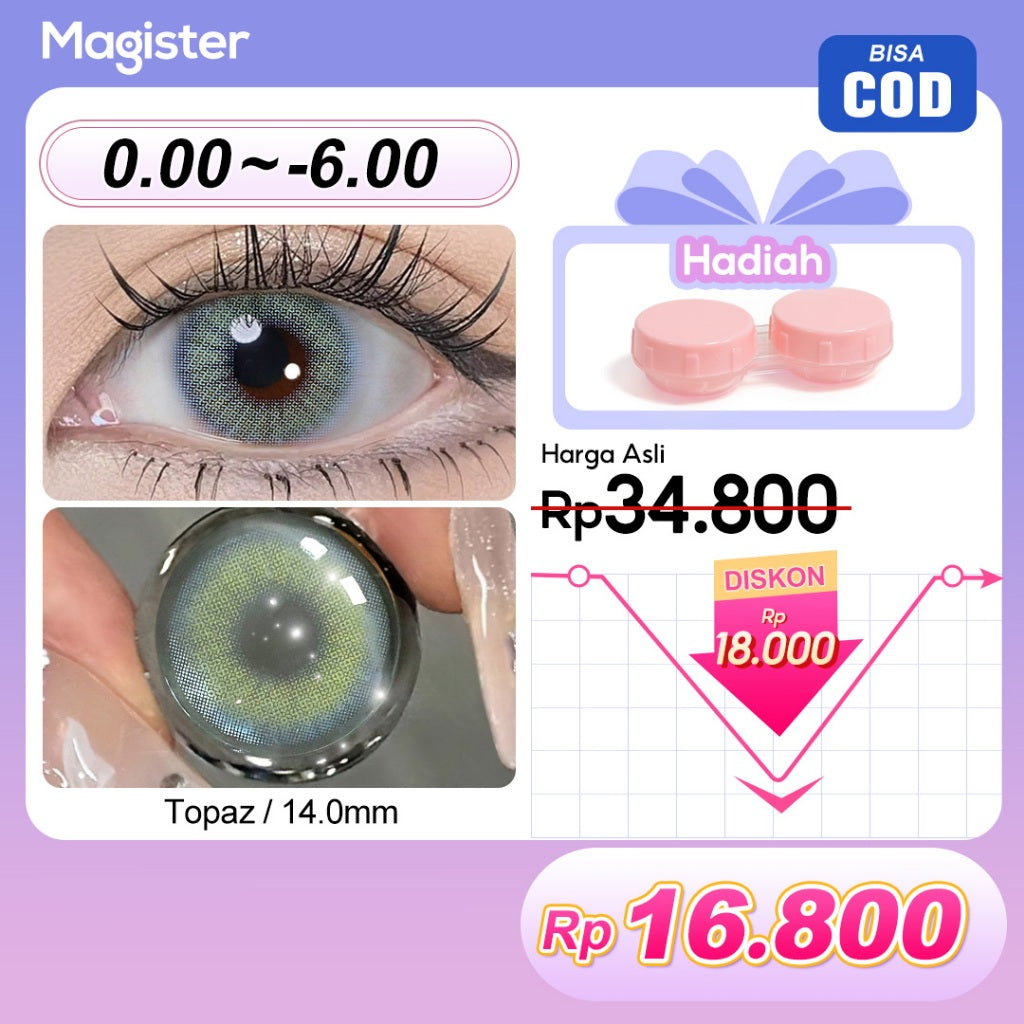 [0.00~-8.00] Magister Softlens Paket kombinasi Minus14.00mm-14.5mm Sepasang Softlens Free case