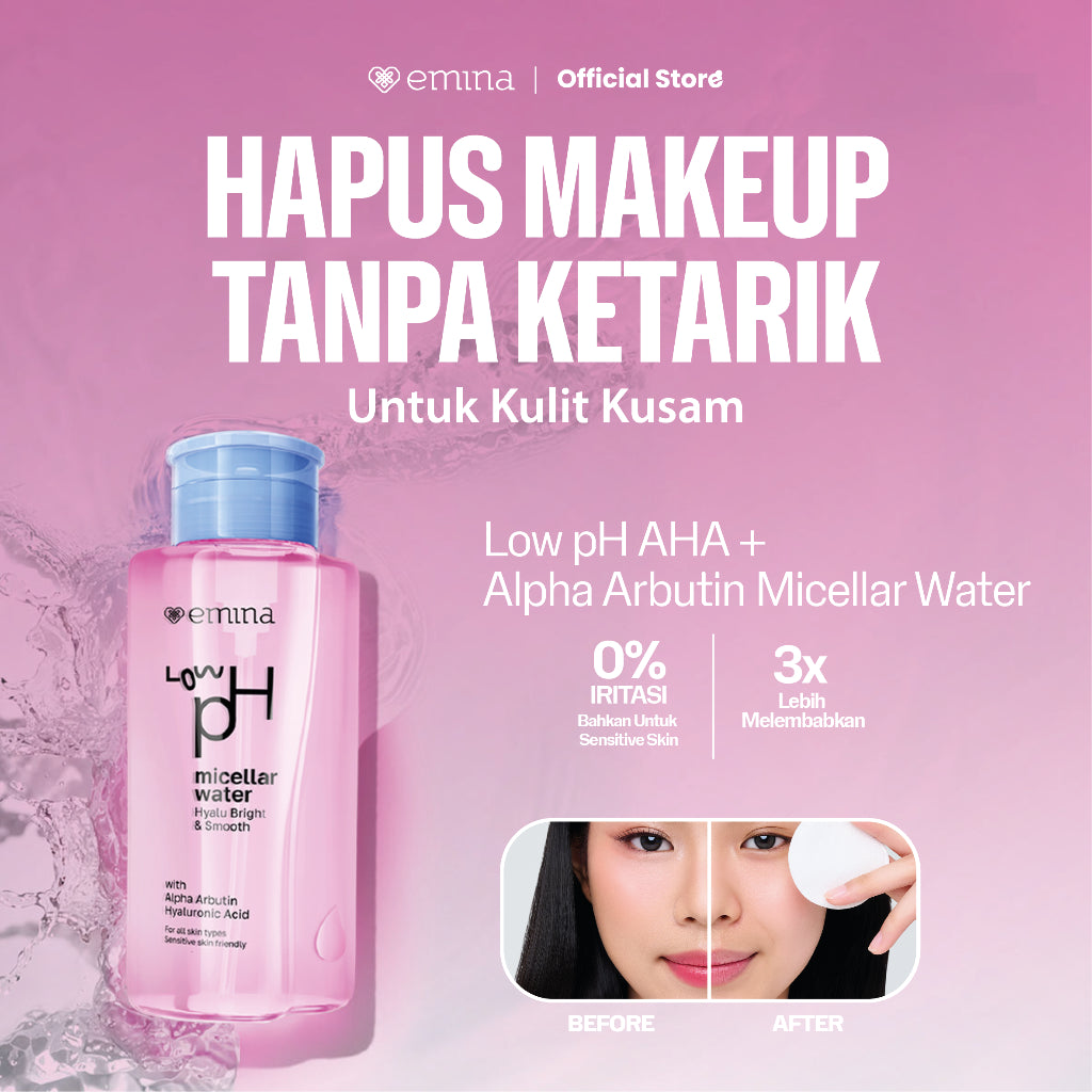 NEW! Emina Low pH Micellar Water Series - HyaluBright Smooth & Made-Calm Purify Micellar Water 300 ml & 125 ml
