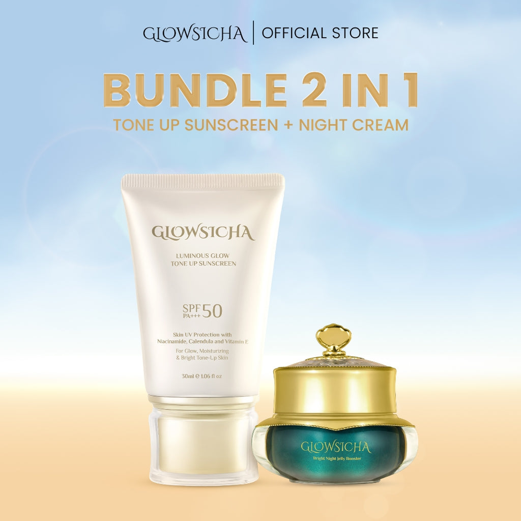 Glowsicha Bundle 2in1 Tone Up Sunscreen + Bright Day Cream - Paket Lengkap Krim Mencerahkan dan proteksi sinar UV SPF 50 PA+++