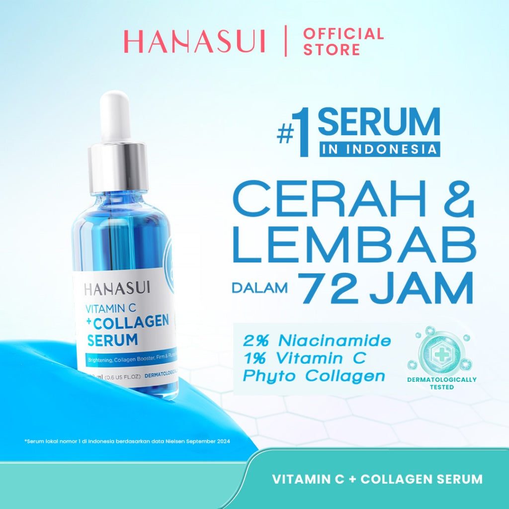Hanasui Vitamin C + Collagen Serum - Lembap, Hidrasi & Cerah Collagen, 2% Niacinamide & 1% Vitamin C
