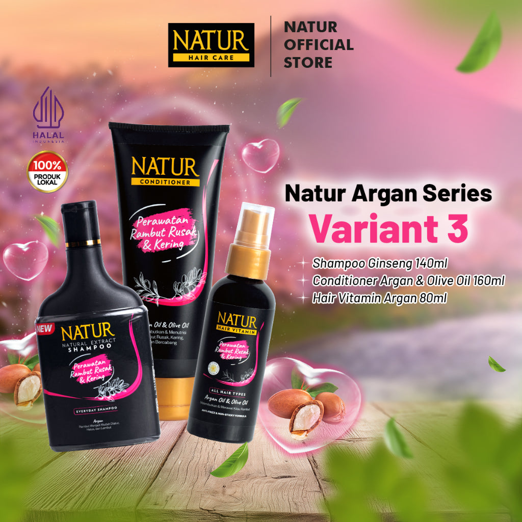 Natur Argan Series - Perawatan Rambut Rusak, Kering, dan Bercabang