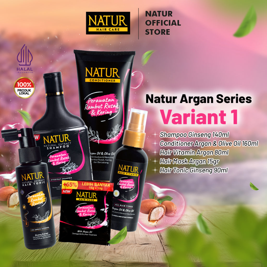 Natur Argan Series - Perawatan Rambut Rusak, Kering, dan Bercabang
