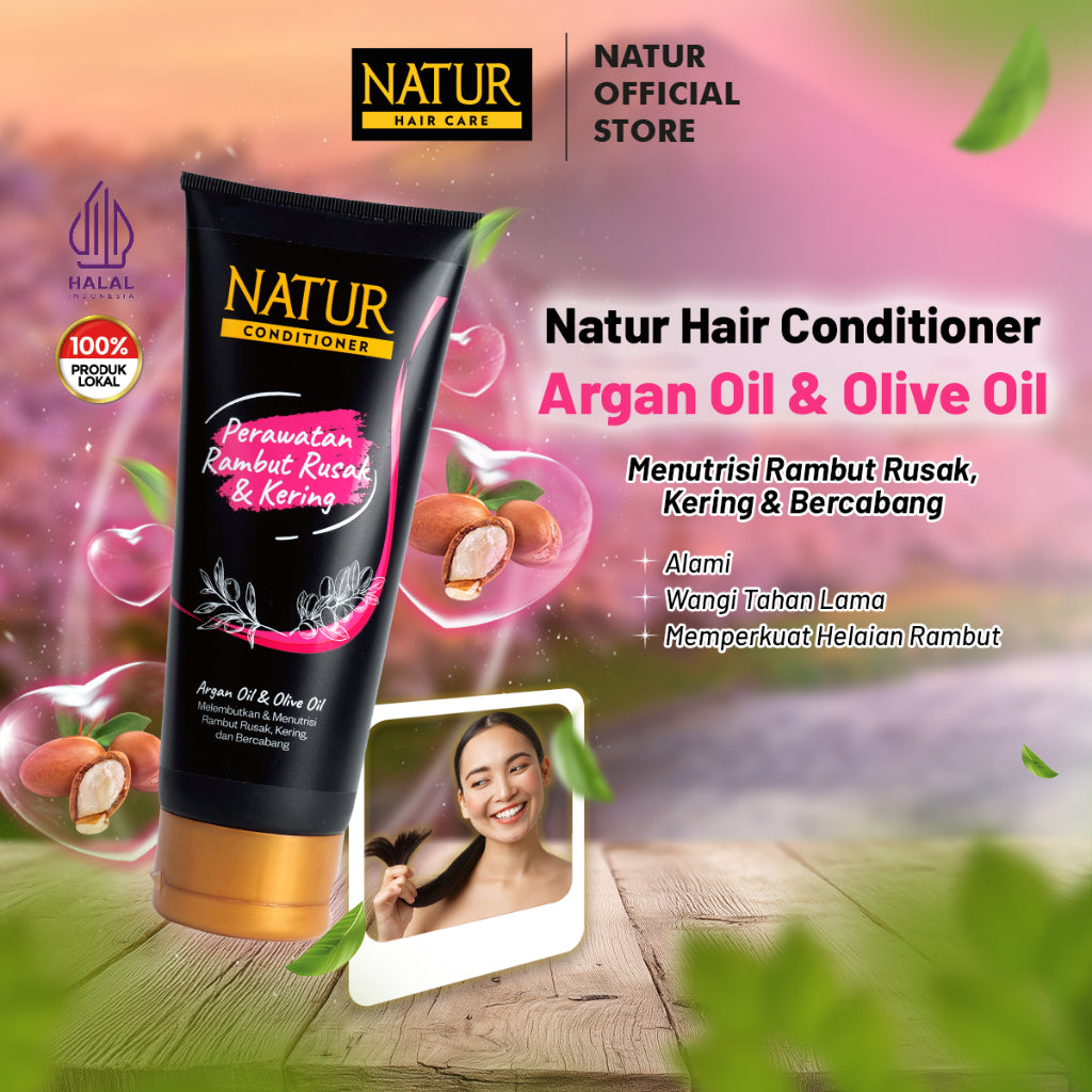 [NEW FORMULA] Natur Conditioner Argan Oil 160 Ml - Kondisoner Rambut Rusak, Kering & Bercabang