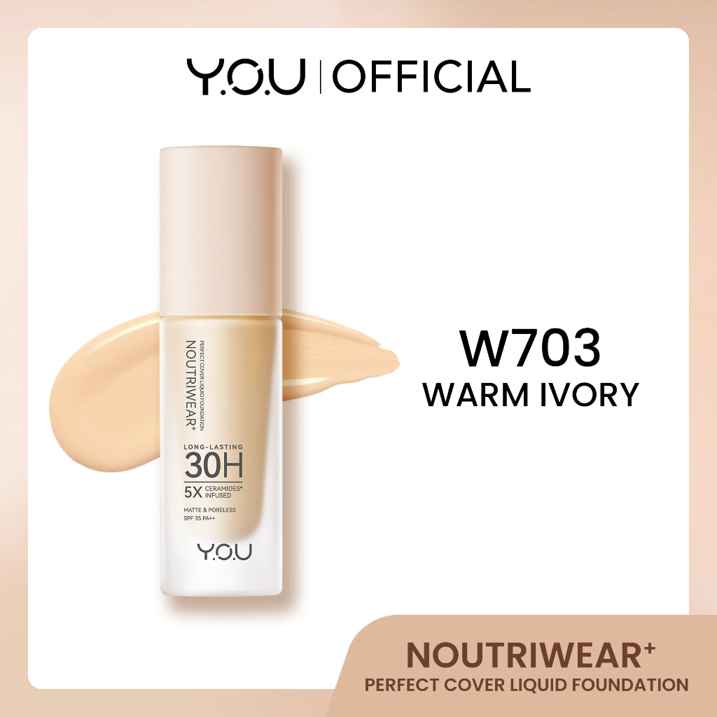 [NEW UPGRADE] YOU NoutriWear+ Perfect Cover Liquid Velvet Liquid Foundation Foundation Dengan Sunscreen High Coverage SPF 35 Velvet Matte Finish