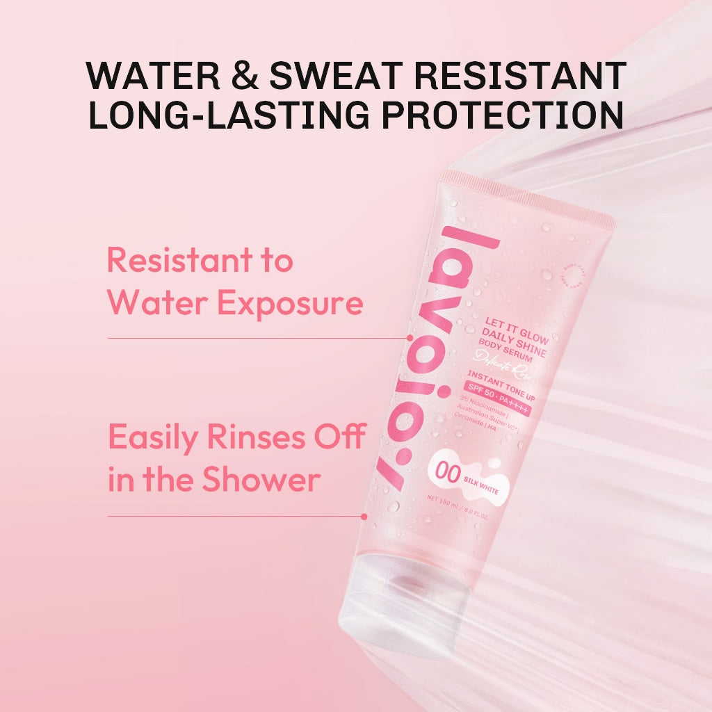 [TONE UP SHADE 01] Lavojoy Let It Glow Daily Shine Body Serum Instant Tone Up Delicate Rose with SPF 50 PA++++|Shade 01 Cream Beige|Body Serum untuk Perlindungan Sinar UV|Mencerahkan Seketika & Melembapkan Kulit dengan 3% Niacinamide + Australian Super VC