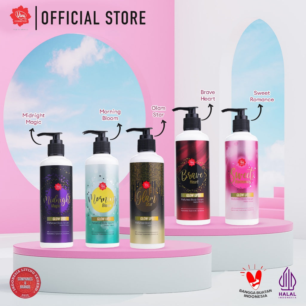Viva Instant BRIGHTENING & GLOWING Perfumed Body Serum with SODIUM HYALURONATE (HA), NIACINAMIDE & Glutathione- tersedia 5 varian (230ml)