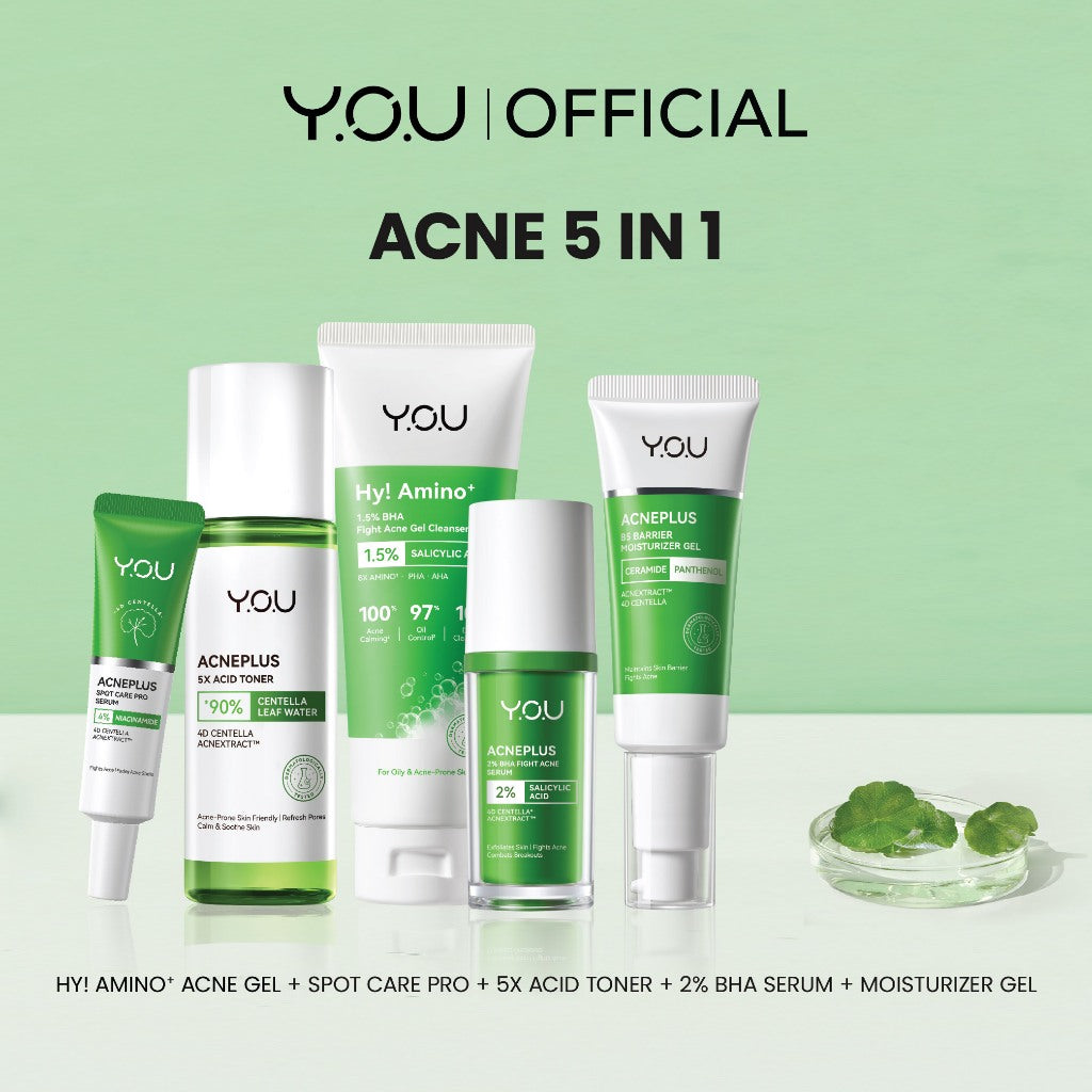 YOU AcnePlus 5in1 Bundle with Niacinamide Centella AHA Paket Acne Atasi Jerawat  Paket Skincare