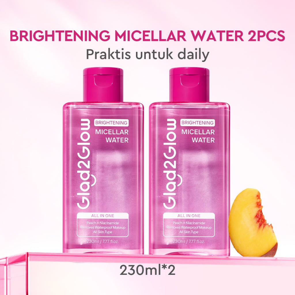 [NEW LUNCH] Glad2Glow Brightening Micellar Water 300ml Untuk Semua Kulit Lembut Cepat Menghapus Makeup & Mencerahkan kulit Penghapus Makeup Waterproof Hapus Riasan Tahan  dan Tanpa Iritasi g2glow official store