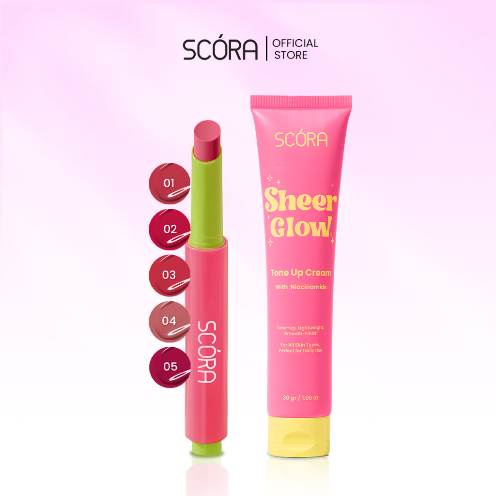 [BUNDLE SET] SCORA Bloop Pop Gloss Balm 2 gr + SCORA Bright Me Up Sunscreen 40 Gr + SCORA Sheer Glow Tone Up Cream 30 ml + SCORA Moisturizer 40ml