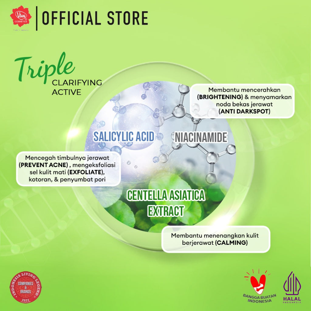 [Super Pack !!!] Viva Acne Serum with Niacinamide,  Salicylic Acid dan Centella Asiatica Extract 20ml – (2 Pcs)