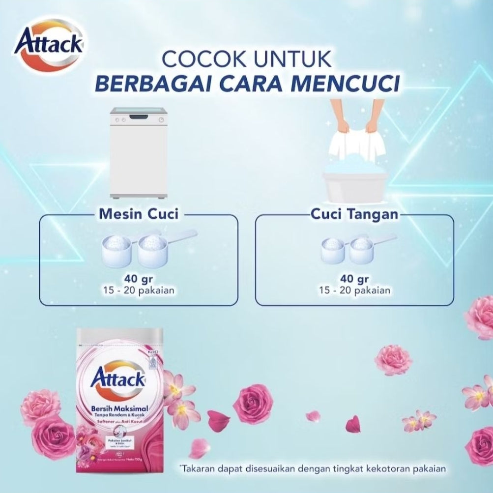 Attack Deterjen Bubuk + Pelembut Pakaian 750 g