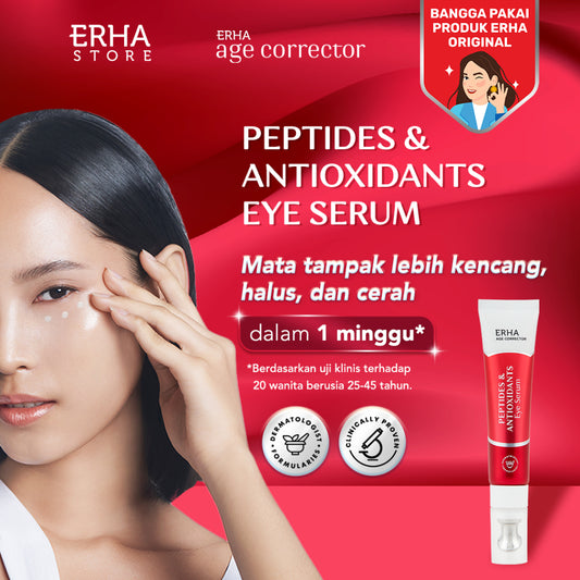 ERHA Age Corrector Peptides & Antioxidants Eye Serum 15g - Serum Mata Anti Aging | Mencerahkan Mata Panda | Menyamarkan Garis Halus Keriput Kantong Mata | Mata Kencang Cerah