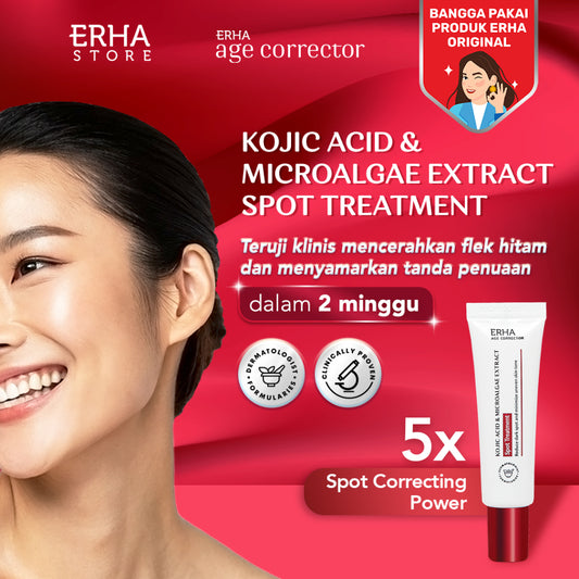 ERHA Age Corrector Kojic Acid & Microalgae Extract Spot Treatment 15g - Krim Untuk Flek Hitam | Dark Spot | Hiperpigmentasi | Bintik Hitam | Bekas Jerawat | Noda Hitam | Ratakan Warna Kulit