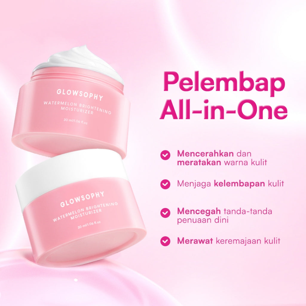 Glowsophy Bundle 3Pcs Watermelon Brightening Moisturizer Niacinamide Mugwort Gel Day and Night Skincare 30 ml