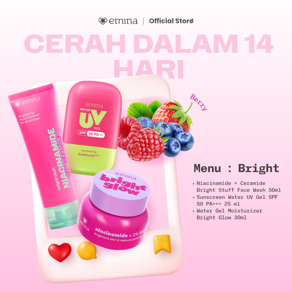 Emina Skin Diner Package 3pcs - Paket Skincare Moisturizer Serum Face Wash Sunscreen Pigmentation Brown Spots Pore Size Acne Collagen Boost
