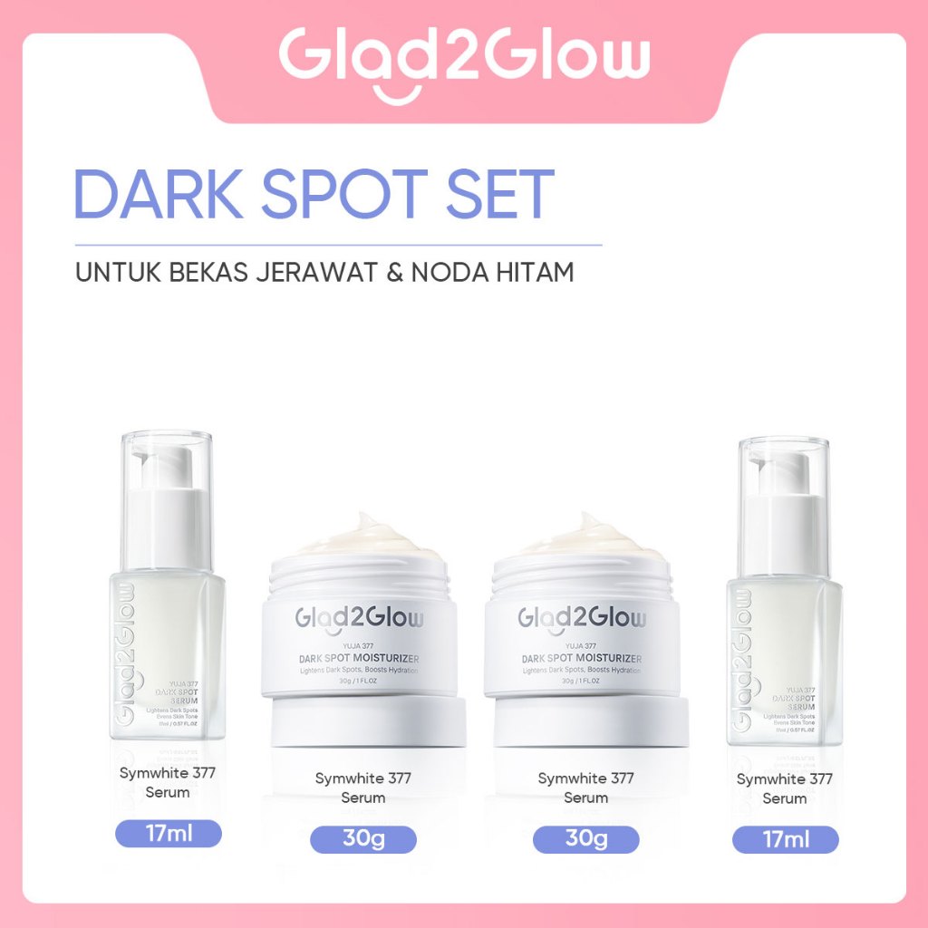 [SPOT-LIGHTENING] Glad2Glow 377 Dark Spot Concealer  bundle 4PCS Skincare Paket-SymWhite 377 Moisturizer+ 377 Serum+Cleanser +Niacinamide Day Cream Memperbaiki warna kulit kusam dan mencerahkan kulit G2G g2g officialstore