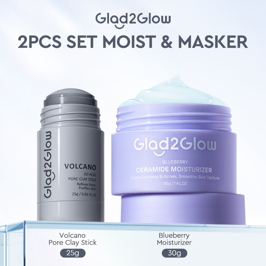 Glad2Glow Volcano 3D Acid Pore Clay Stick Masker Wajah Clay Masker Stik Deep Cleansing Pori Pori Masker Komedo Dan Pori Pori Wajah Pembersih Komedo clay Masker Masker Organik Masker Jerawat Sheetmask Masker Glad2Glow Clay Mask Masker G2Glow Official Store