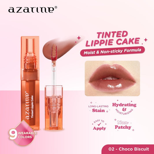 [FLASH SALE] Azarine - 02. Choco Biscuit  - Tinted Lippie Cake Lip Tint ala Korea Longlasting Hydrating Extra Moisturizing 2.9ml