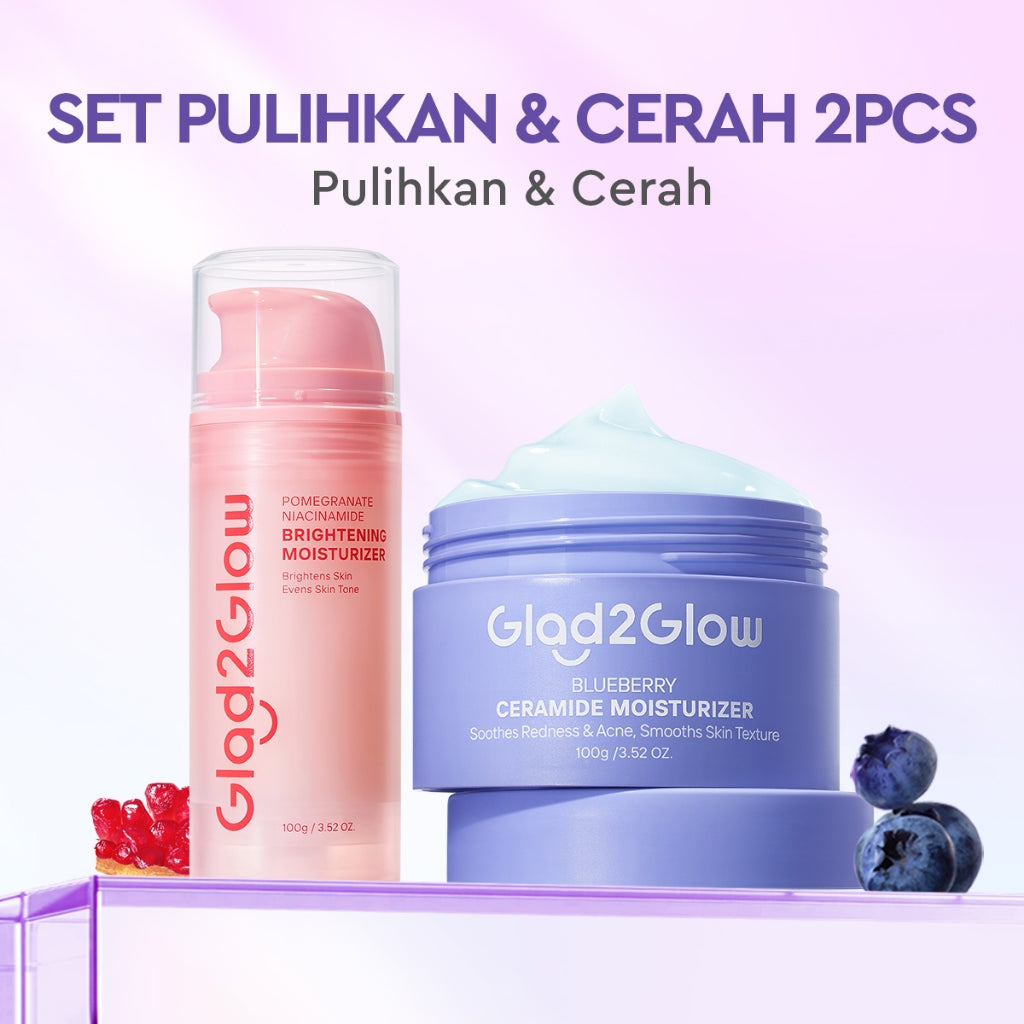 [Big Size]Glad2Glow Blueberry Moisturizer 100g 5% Ceramide Menjaga Skin Barrier Perawatan Wajah Mencerahkan wajah Menjaga kelembapan kulit Penyerapan cepat Pelembab wajah Esensi wajah Produk perawatan kulit Perawatan wajah g2glow official store