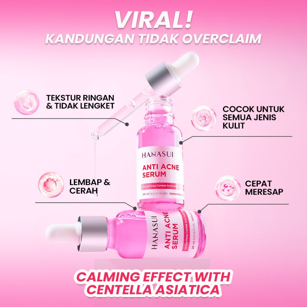 Hanasui Anti Acne Serum - Jerawat & Beruntusan Menenangkan dengan Centella Asiatica Salicylic Acid & Niacinamide