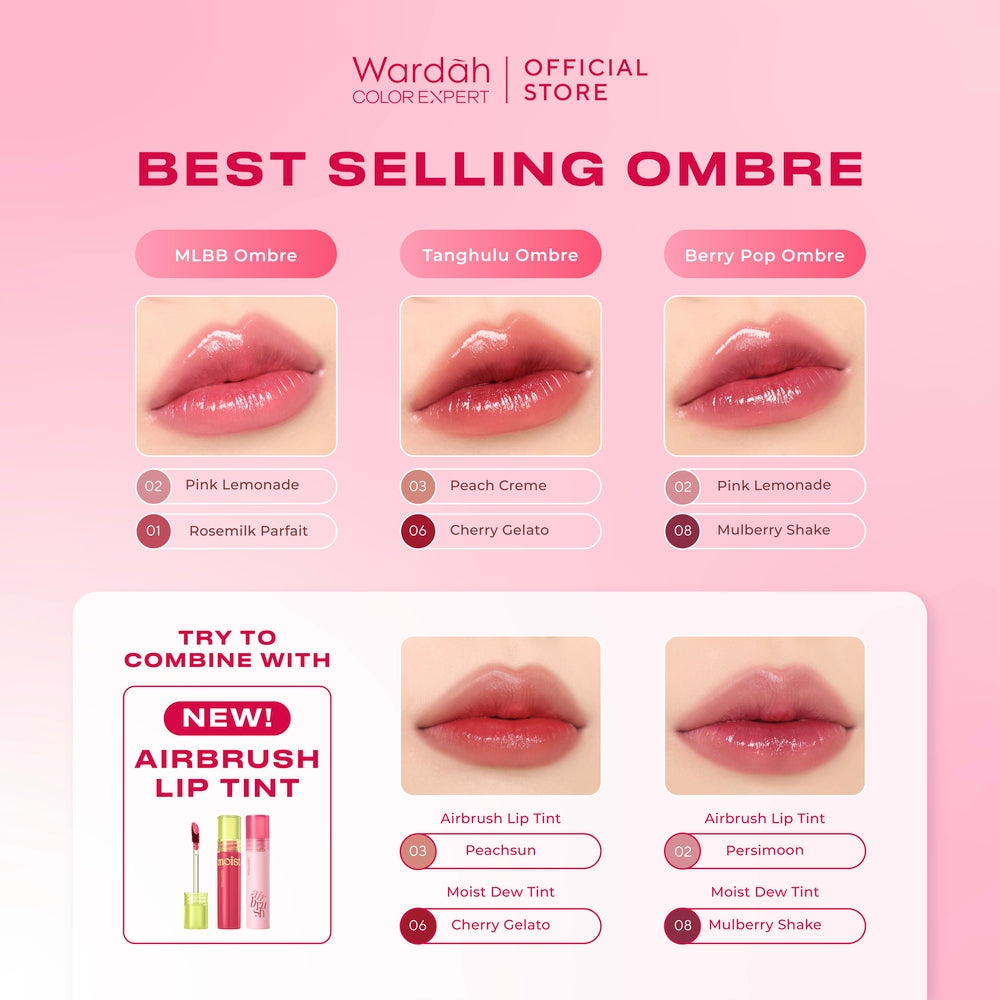 [LIP TINT ANTI PANAS DALAM] WARDAH Moist Dew Tint 3 g - Bibir Lembab - Tahan 24 Jam - Liptint Lip Stain Lipgloss Lip Matte Lipstik Lip Cream - Liptin Anak Sekolah - Glossy Longlasting Waterproof-Makeup