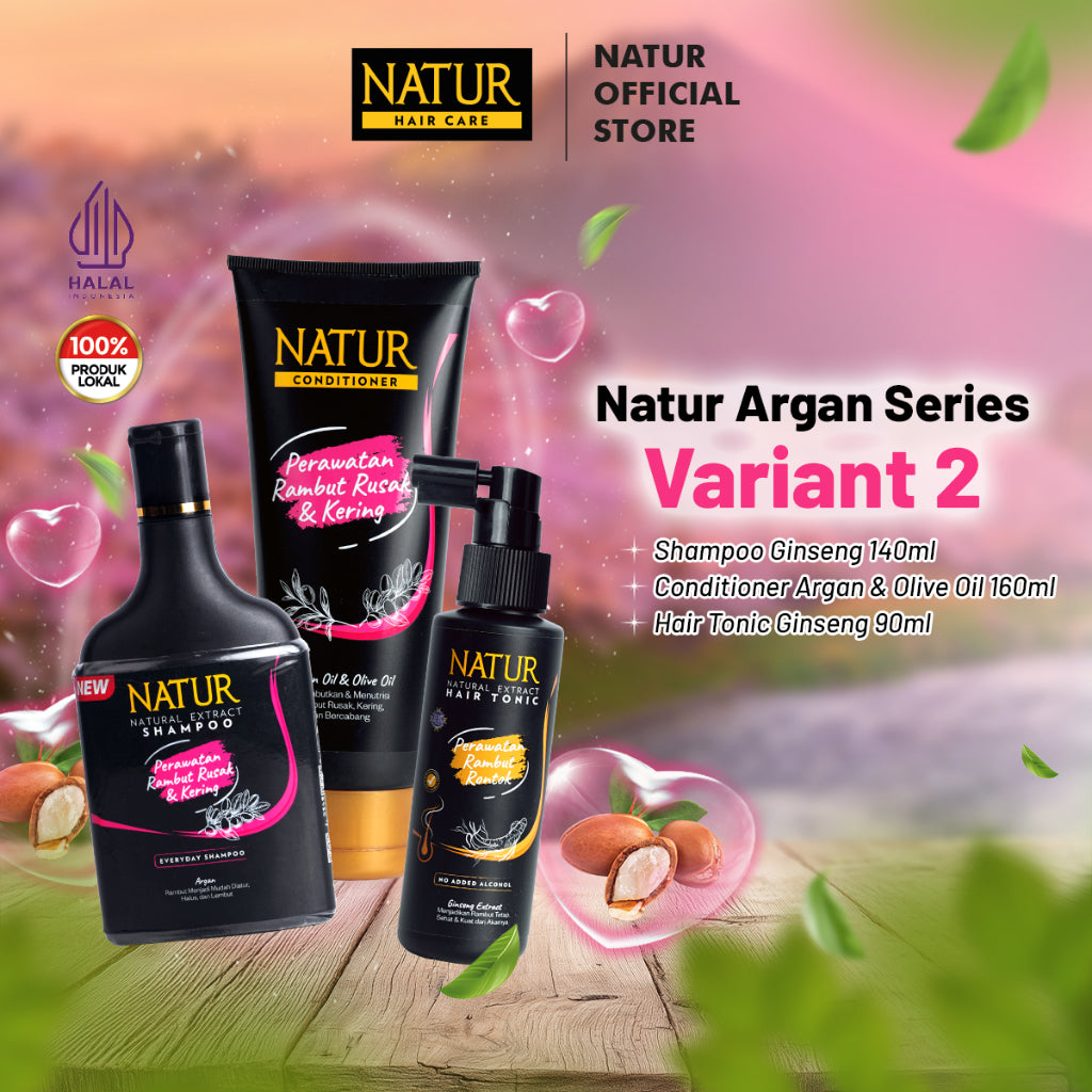 Natur Argan Series - Perawatan Rambut Rusak, Kering, dan Bercabang