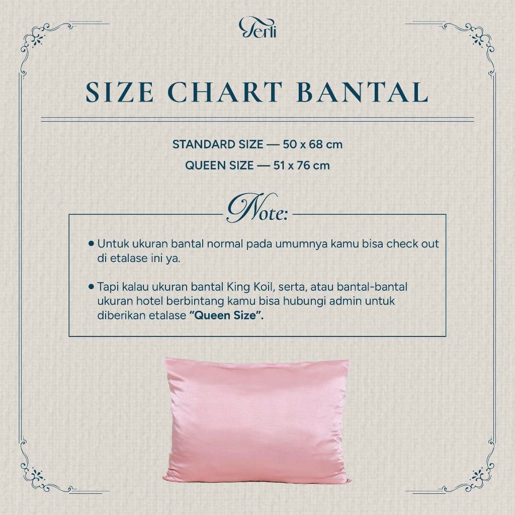 Sarung Bantal PREMIUM Satin Silk Terli Beauty (Standar Size)