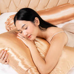 BUNDLE Sarung Bantal dan Guling Set PREMIUM Satin Silk Beauty Boost Pillowcase dan Bolster Case (Queen Size)