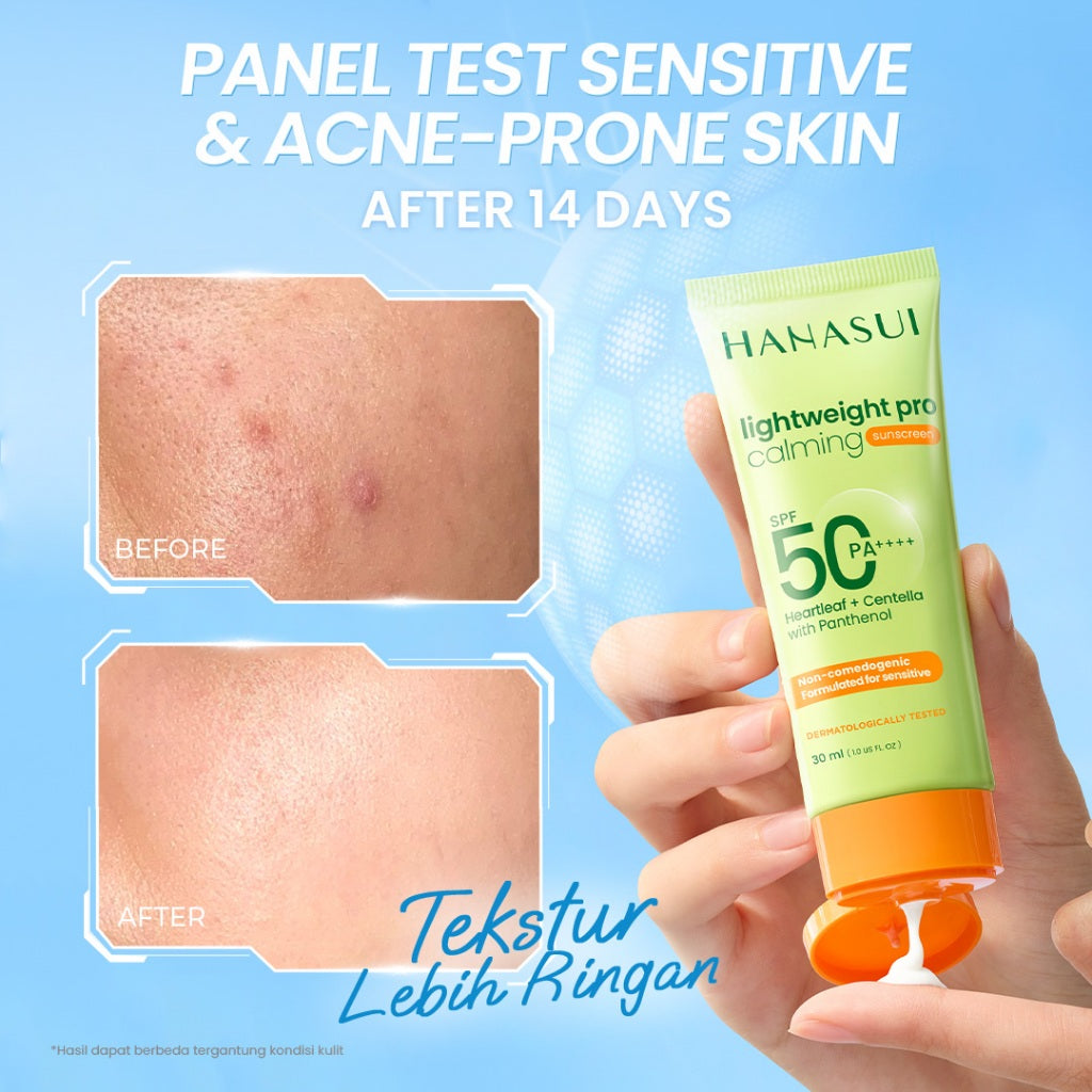 [NEW] Hanasui Lightweight Pro Calming Sunscreen SPF 50 - Sunscreen Kulit Sensitif & Jerawat - Non Comedogenic 0% Alcohol & Perfume
