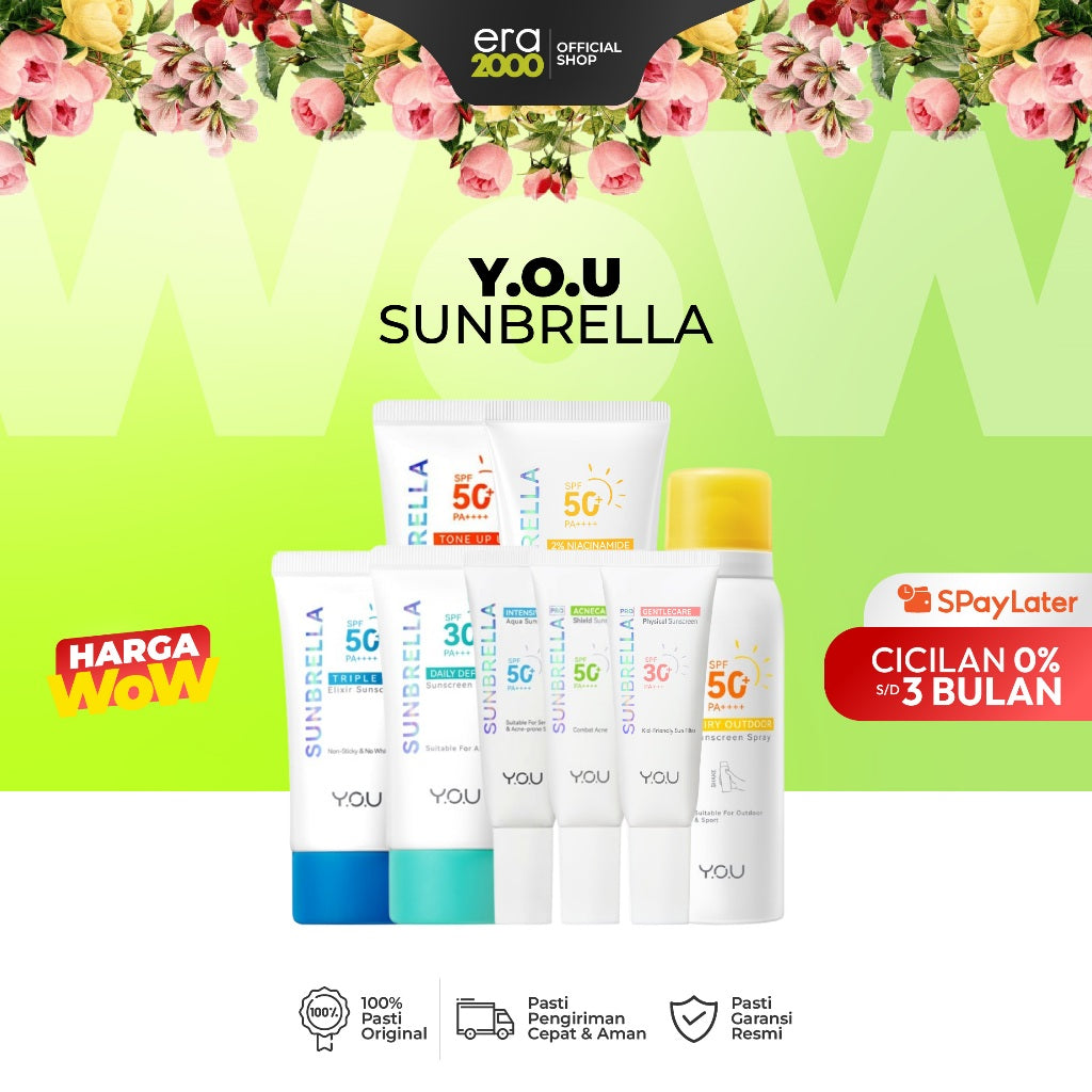 Era 2000- Y.O.U Sunbrella Sunscreen Series | Triple UV, 2% Niacinamide Brightening, Tone Up, Acnecare, Airy Outdoor