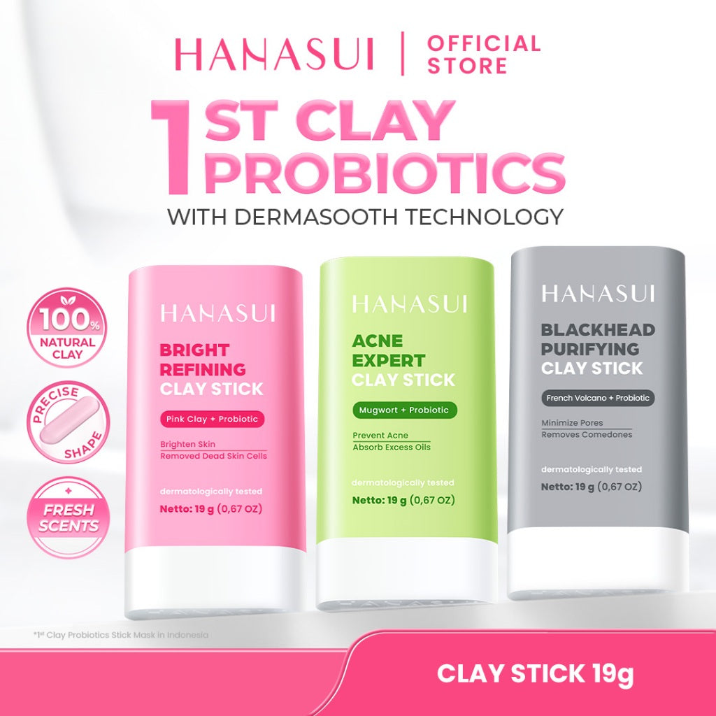[NEW] HANASUI Clay Stick Mask - Masker Wajah Mencerahkan Mengangkat Komedo Menyamarkan Pori & Menenangkan Jerawat