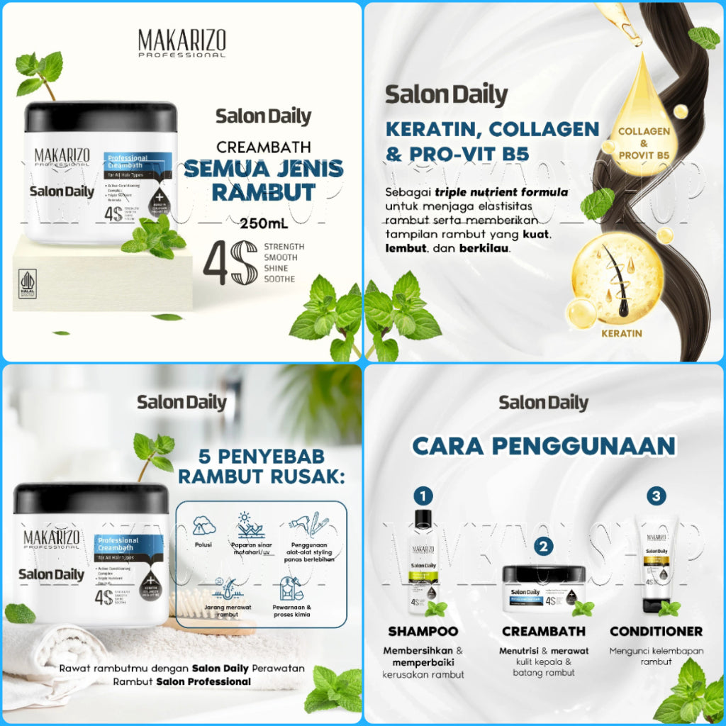 (PAKET) MAKARIZO Professional Salon Daily Conditioner 200ml + Shampoo 200ml