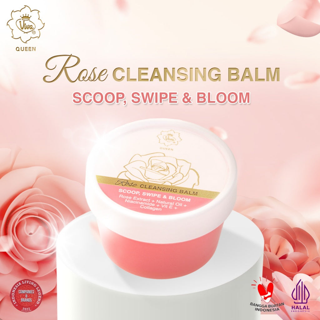 Viva Queen Rose Cleansing Balm (DEEP CLEANSING MAKEUP REMOVER) with NIACINAMIDE, Rose Extract, VIT E & Collagen (50 gr)