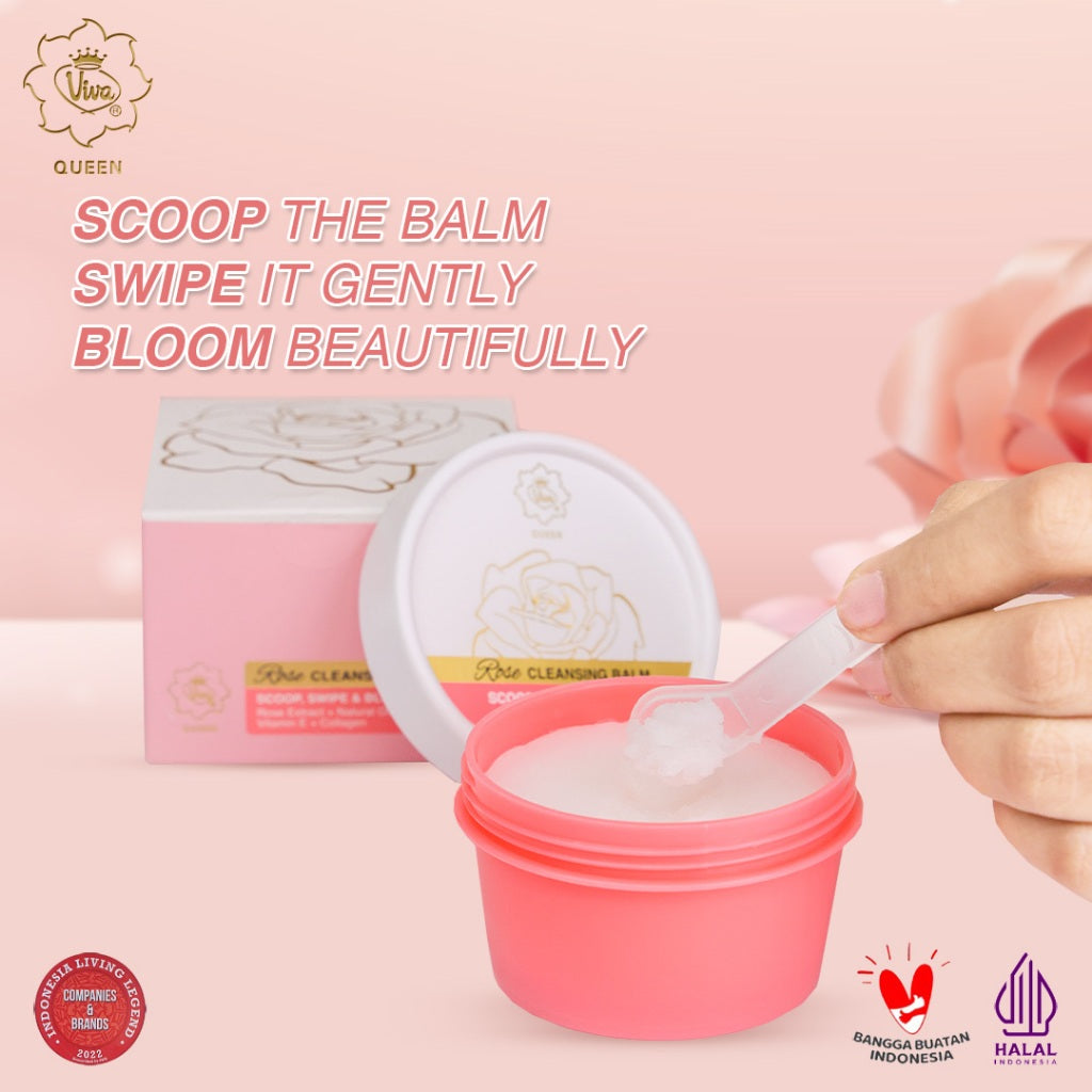 Viva Queen Rose Cleansing Balm (DEEP CLEANSING MAKEUP REMOVER) with NIACINAMIDE, Rose Extract, VIT E & Collagen (50 gr)